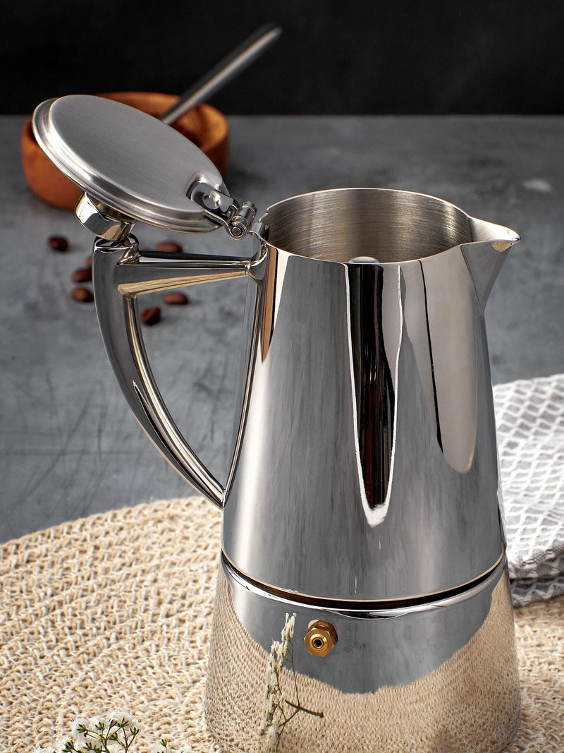Stellar Art Deco 6 cup espresso maker stainless steel, UK version