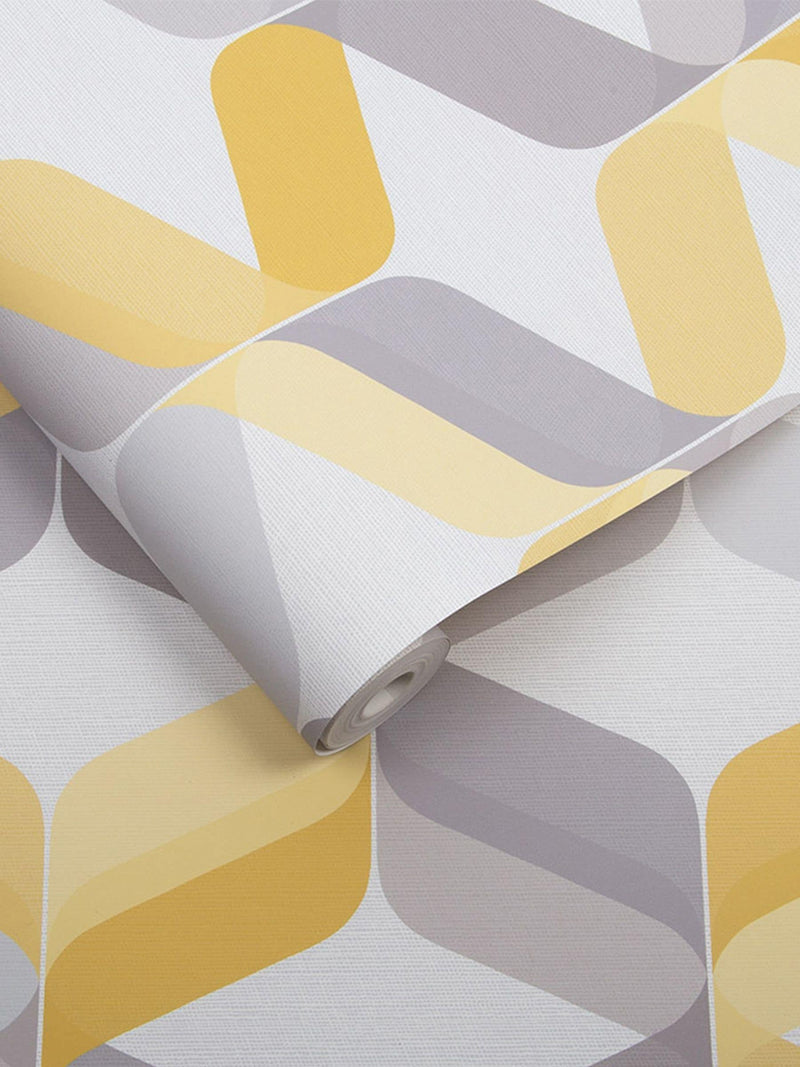 Graham & Brown Yellow Retro 10M wallpaper (British brand)