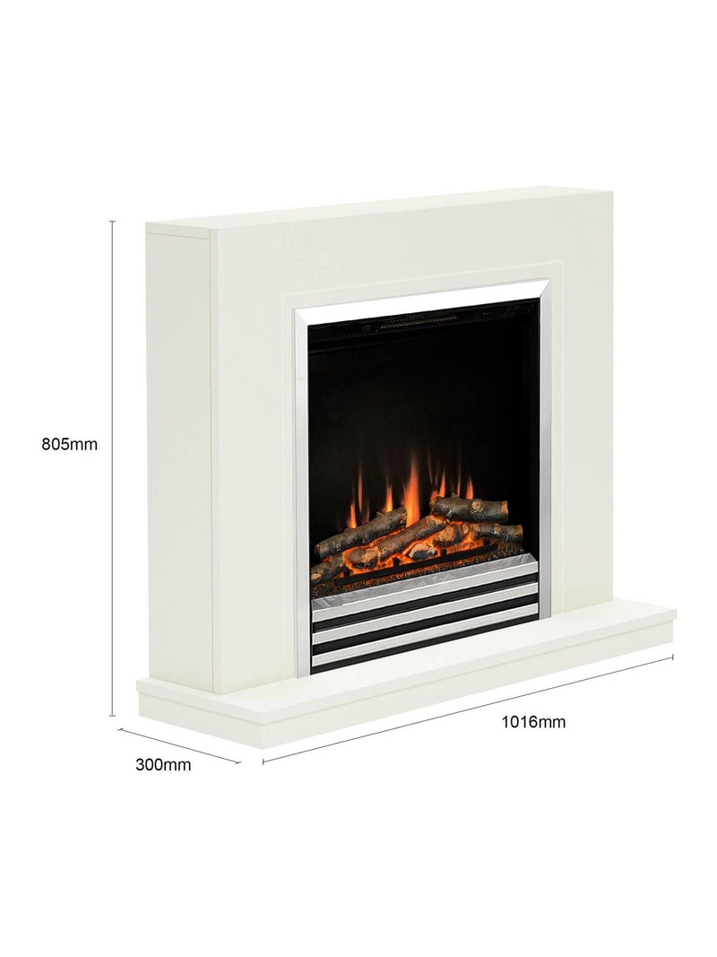 Be Modern White Colby electric fireplace, imported from the UK