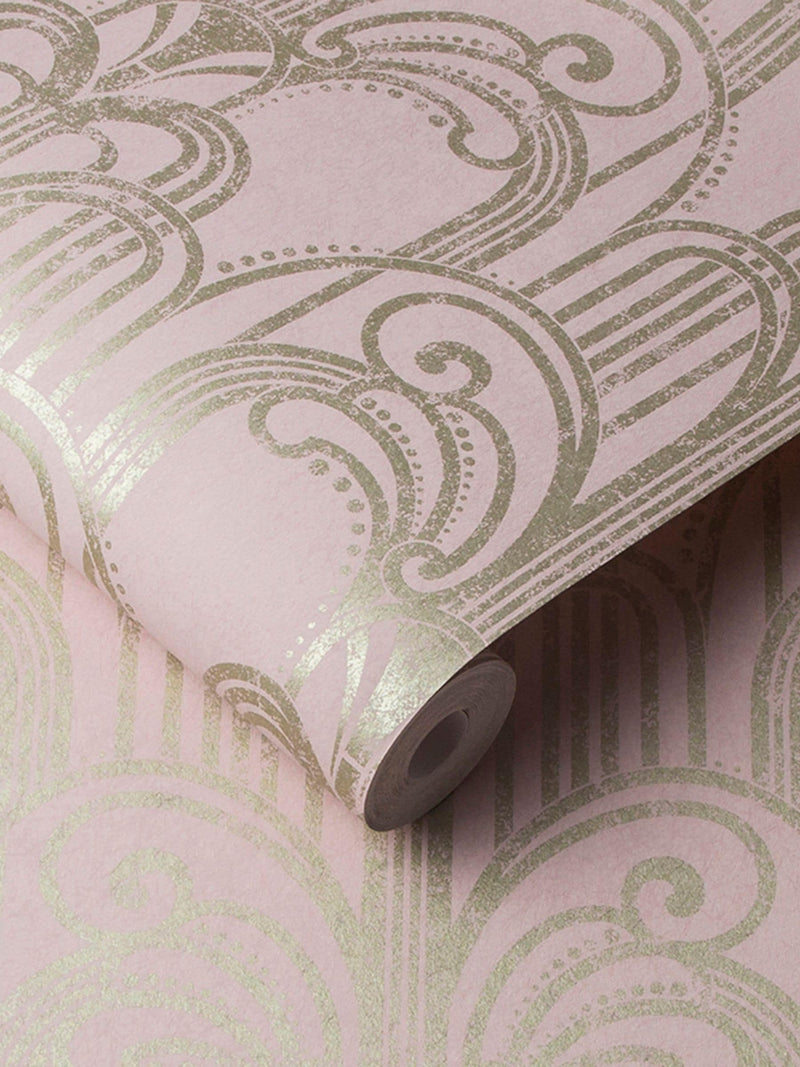 Graham & Brown pink Art Deco wallpaper 10m (British brand)