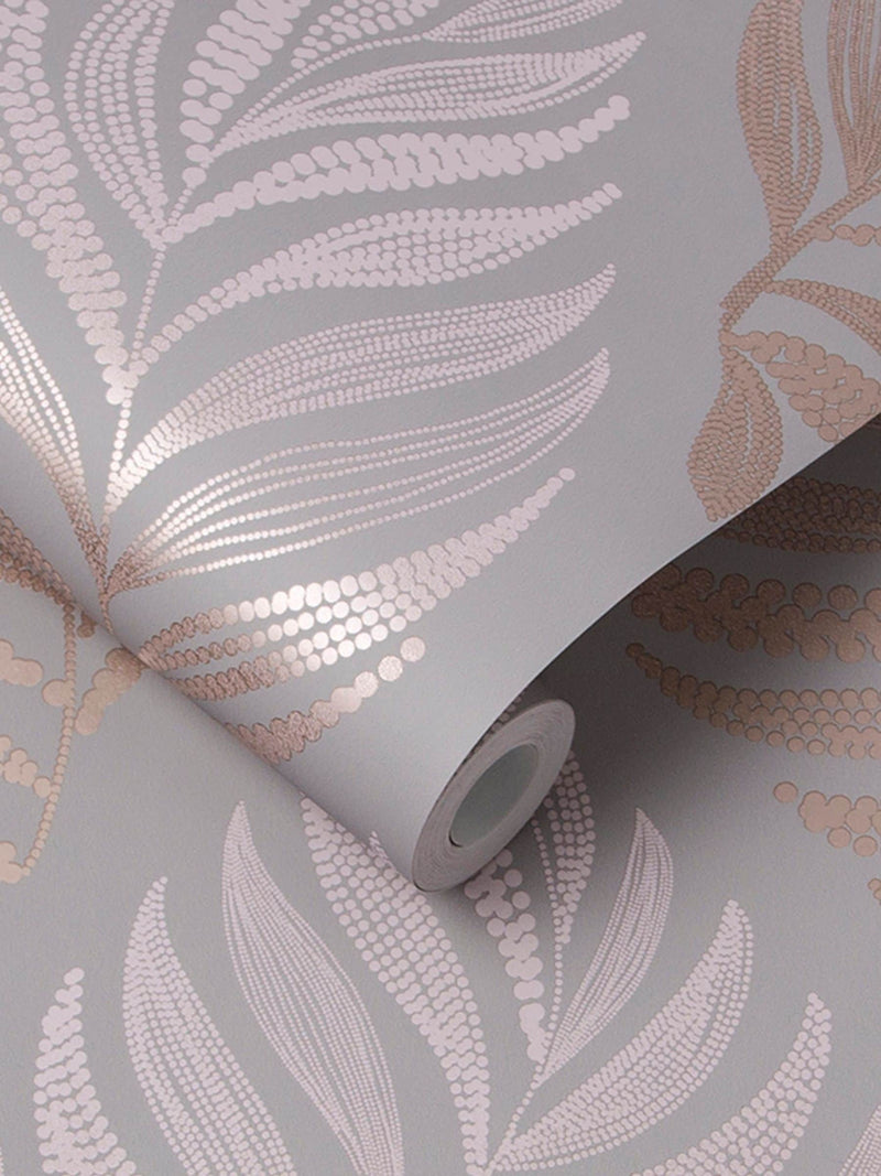 Graham & Brown Botanica wallpaper sample grey/blush UK version