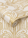 Graham & Brown schwarz-goldene Art-déco-Tapetenmuster (britische Marke)