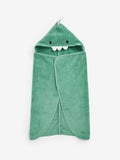 MORI green dino supersoft hooded towel, imported from the UK