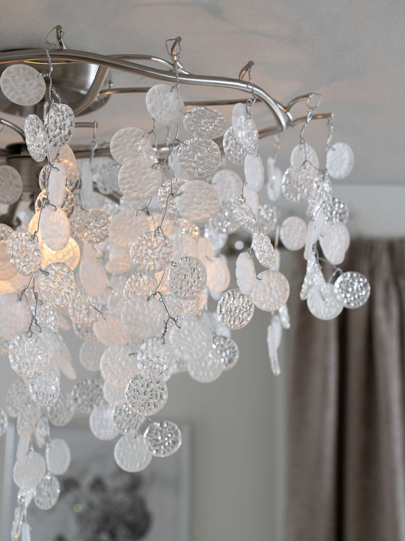 Lunaria 4 Light Flush Ceiling Light brushed chrome glass beads - British product