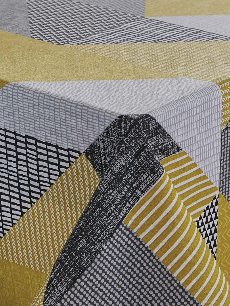 Catherine Lansfield Ochre Yellow Larsson Geo tablecloth 137x178cm - British product
