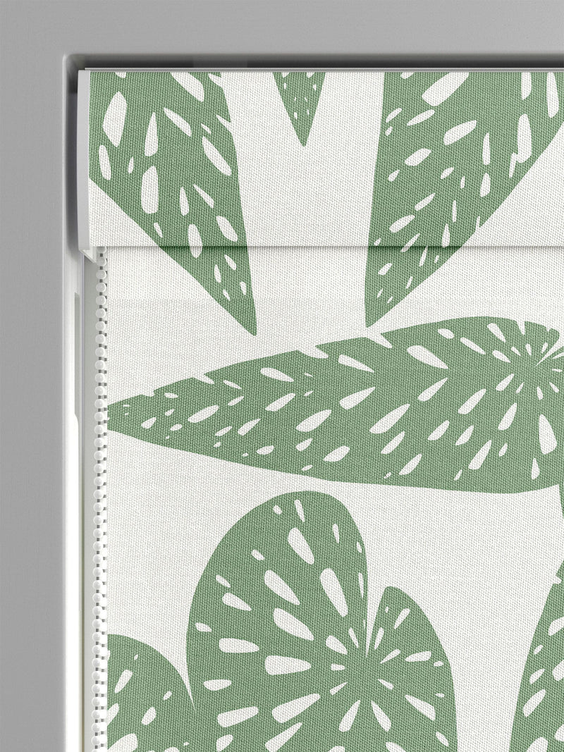 MissPrint green tropics foliage roman blind, UK version