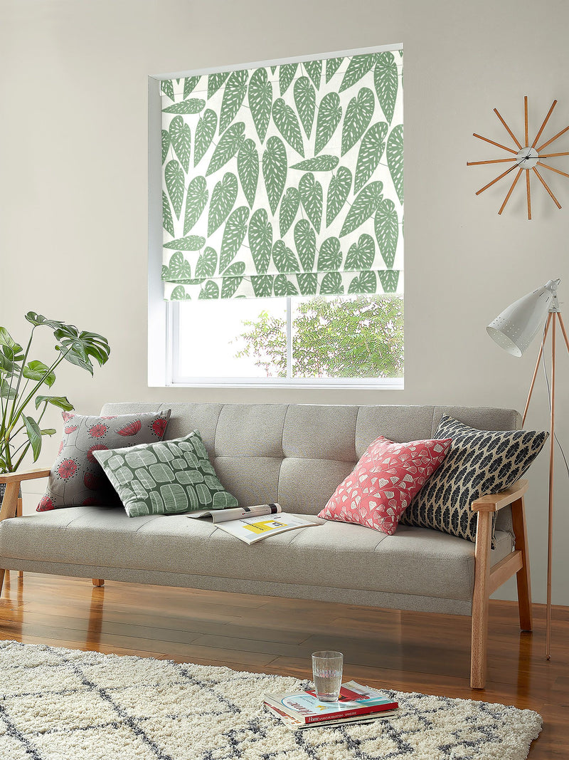 MissPrint green tropics foliage roman blind, UK version