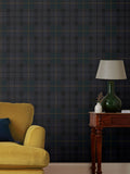 Joules Heritage Blue Rothero Check Wallpaper - British product