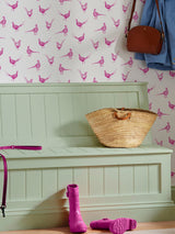 Next Joules Truly Pink Flirty Pheasants Wallpaper- Buy online at McGrocer