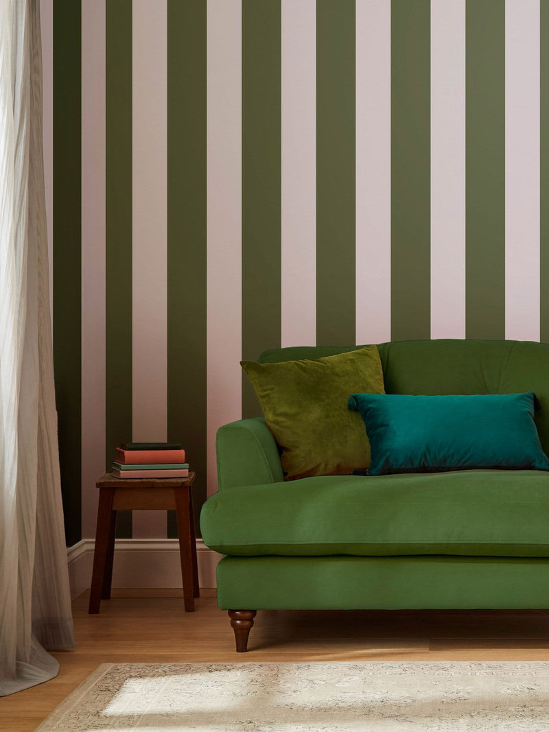 Joules wallpaper sample Olive Green Harborough Stripe (British brand)