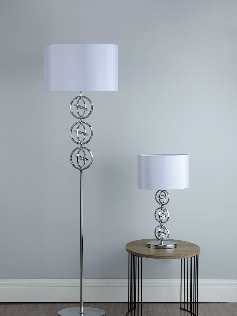 Dar Lighting Venus table lamp chrome with ivory shade, imported from the UK