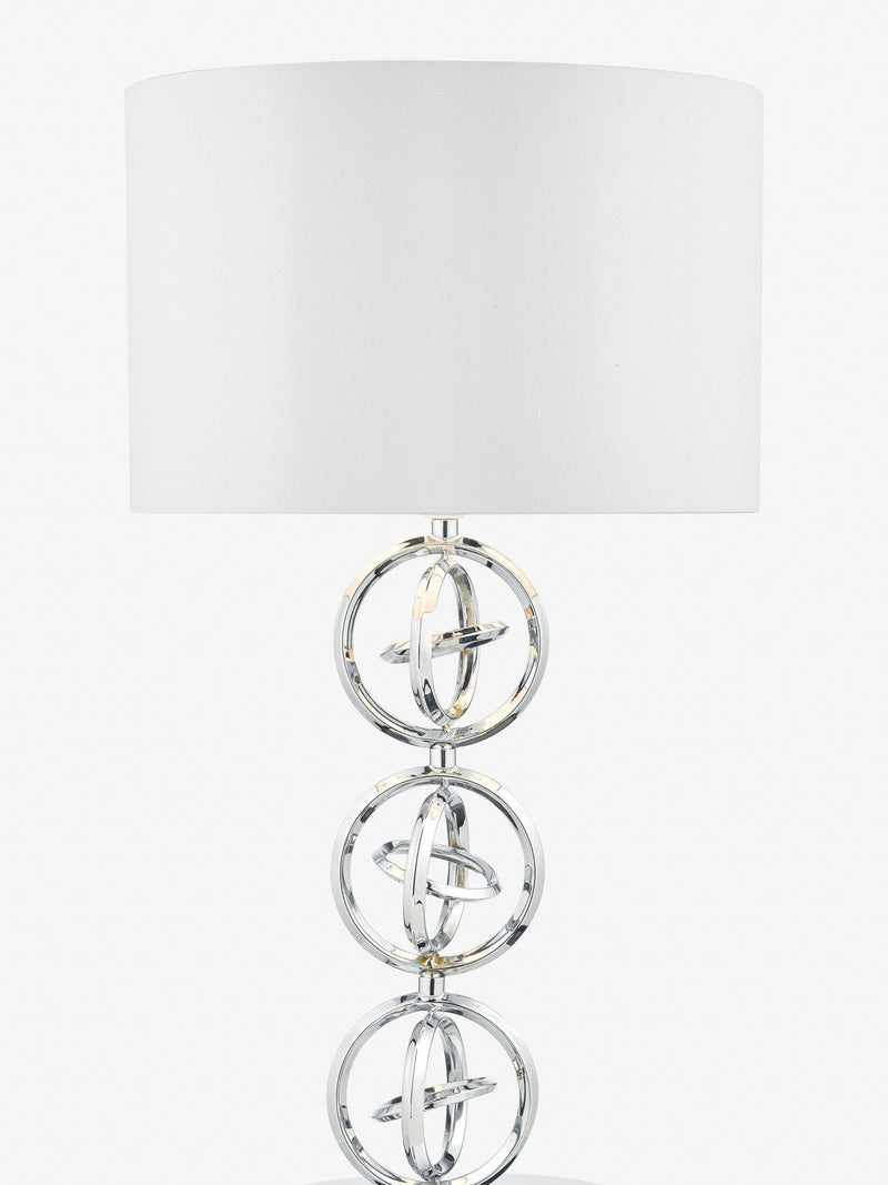 Dar Lighting Venus table lamp chrome with ivory shade, imported from the UK
