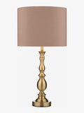 Dar Lighting Alicante Ball Table Lamp with antique brass base, UK version