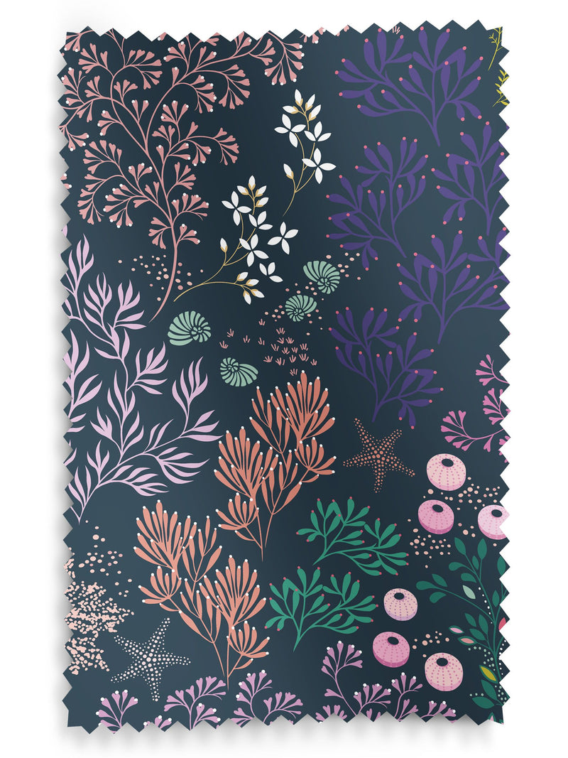 Sara Miller navy roman blind with underwater print (British brand)