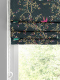 Sara Miller green 100% cotton roman blind with swallows design - British product
