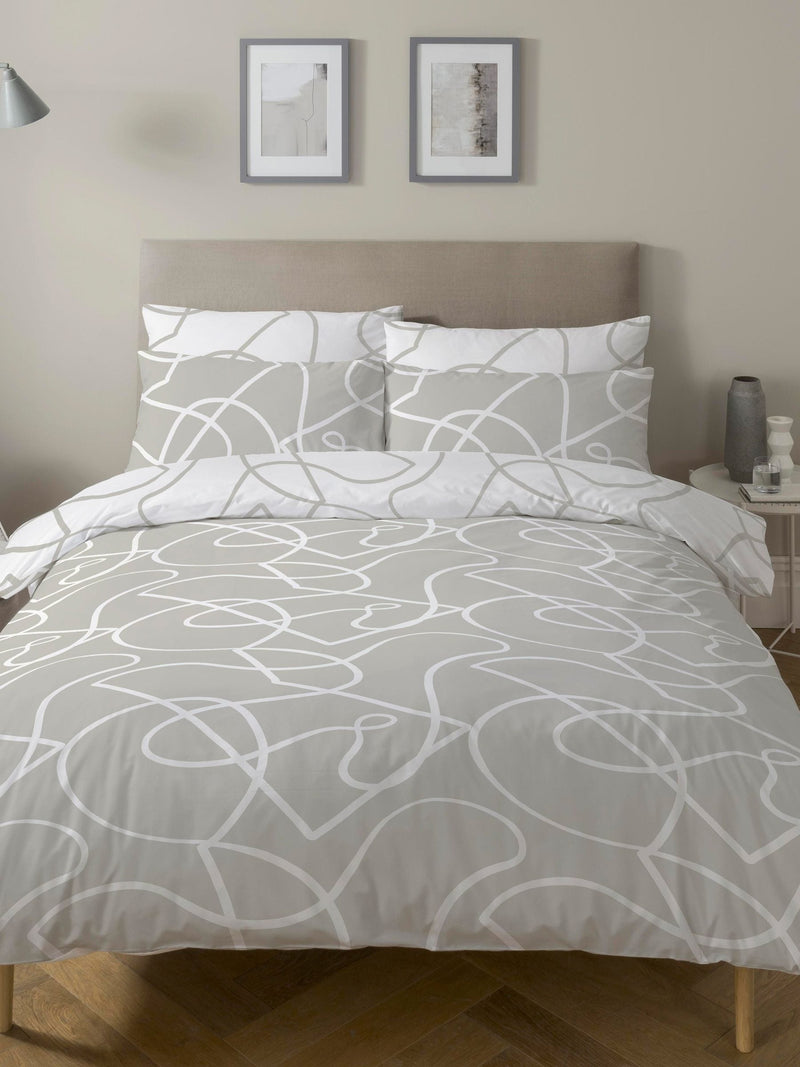 Copenhagen Home stone Pablo duvet cover and pillowcase set - British product