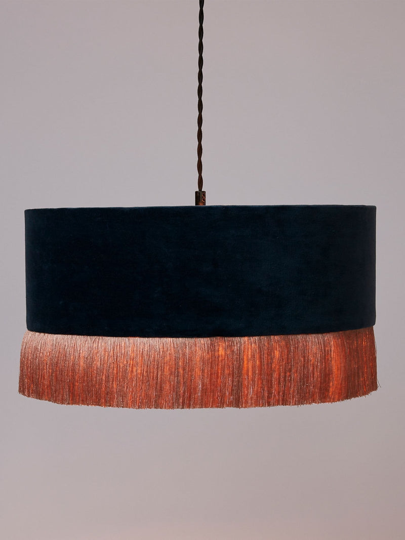 Oliver Bonas dark blue Ero velvet pendant lampshade (British brand)