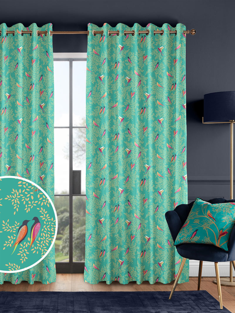 Sara Miller Green Birds made to measure curtains - British product