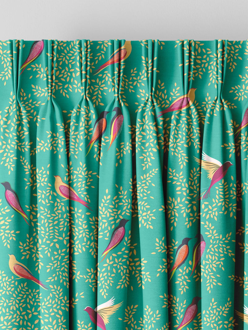 Sara Miller Green Birds made to measure curtains - British product