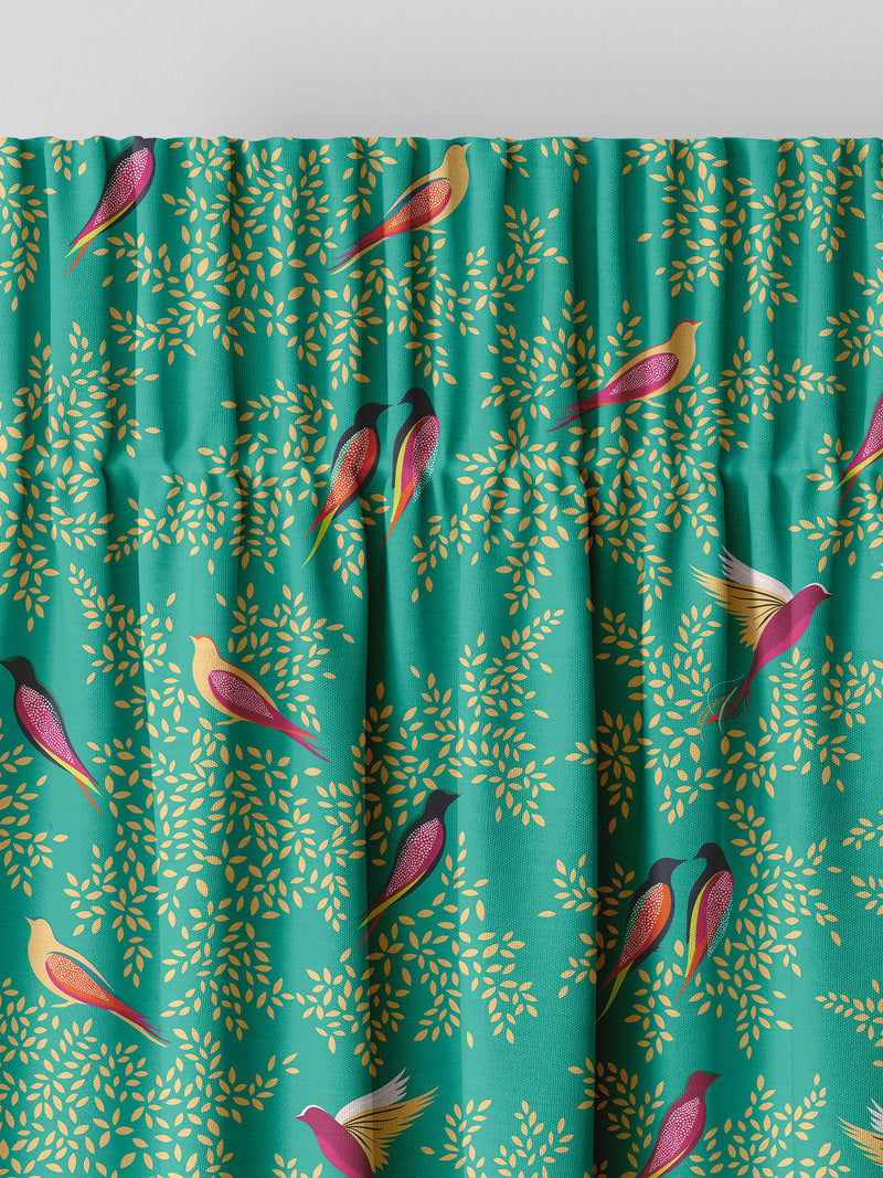Sara Miller Green Birds made to measure curtains - British product