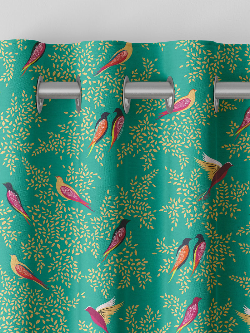 Sara Miller Green Birds made to measure curtains - British product