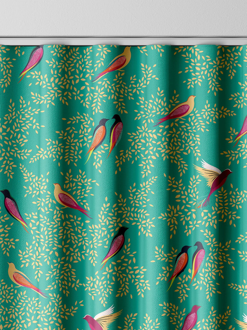 Sara Miller Green Birds made to measure curtains - British product