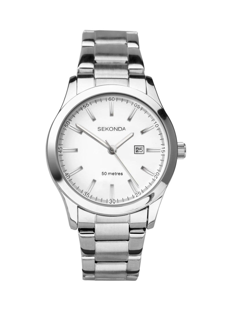 Sekonda silver tone classic watch stainless steel bracelet (British brand)