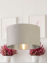 Next Searchlight Josie Light Grey Velvet Easy Fit Shade Ceiling Light- Buy online at McGrocer