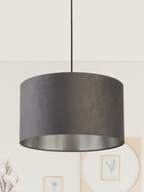 Next Searchlight Josie Grey Velvet Easy Fit Shade Ceiling Light- Buy online at McGrocer