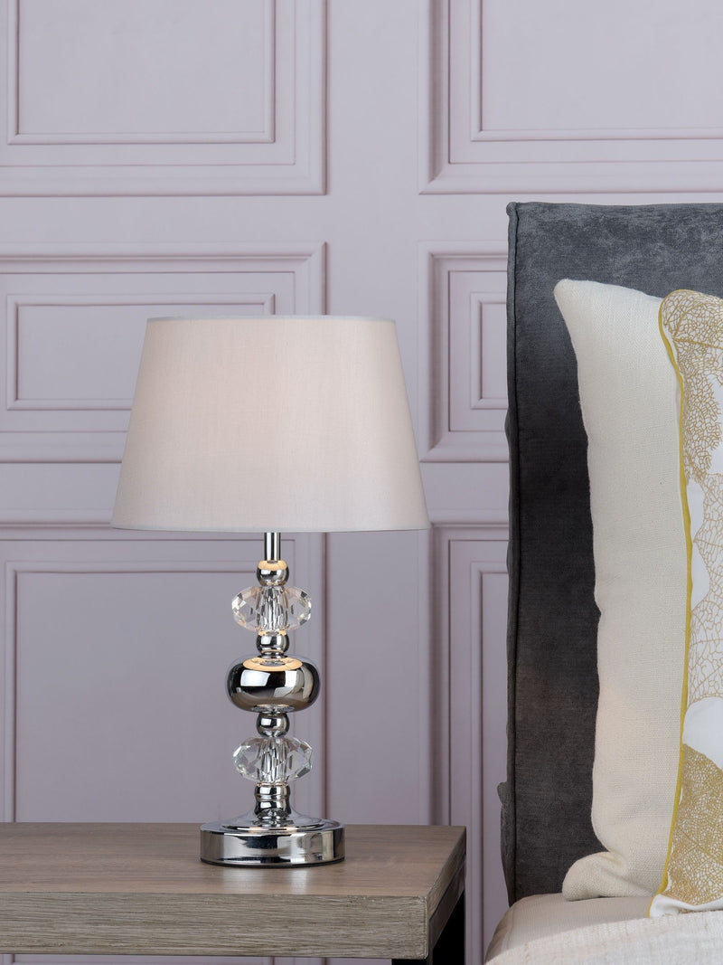 Dar Lighting Monroe touch table lamp grey with shade, UK version