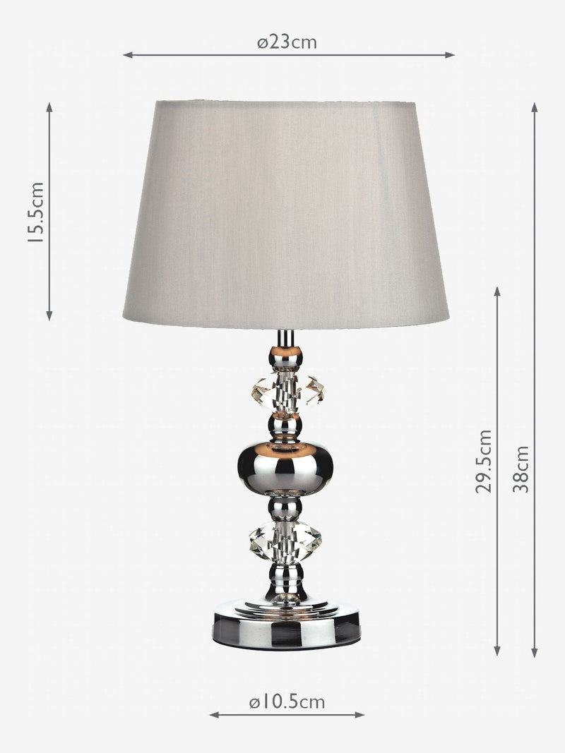 Dar Lighting Monroe touch table lamp grey with shade, UK version