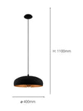 Eglo Mogano black copper ceiling light pendant, imported from the UK