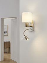 Next Eglo Pasteri White Fabric Wall Lamp With Reading Light- Buy online at McGrocer