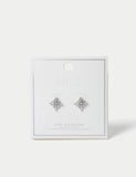 Platinum plated cubic zirconia birthstone stud earrings, imported from the UK