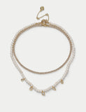 18k gold plated necklace, pearls and cubic zirconia, imported from the UK