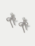 Earrings cubic zirconia bow platinum plated, UK version