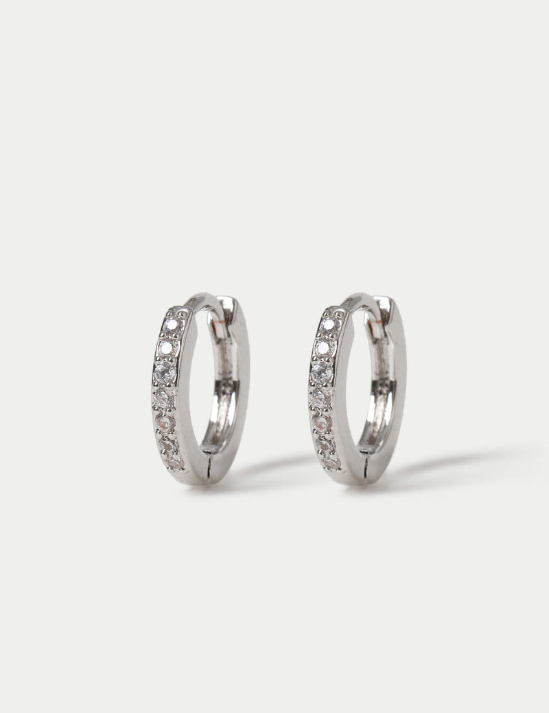 Boucles d'oreilles créoles en zircone cubique plaquées platine - Produit britannique