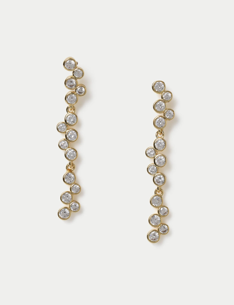 Cubic Zirconia Waterfall Earrings 14ct gold plated, imported from the UK