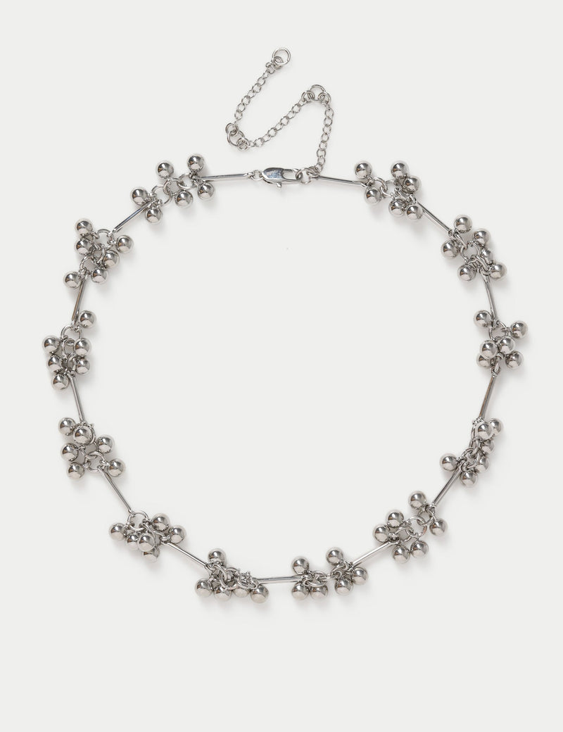 Sphere cluster necklace with brass and acrylic beads - British product