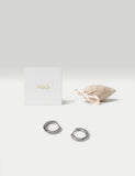 Sterling silver rhodium hoop earrings (British brand)