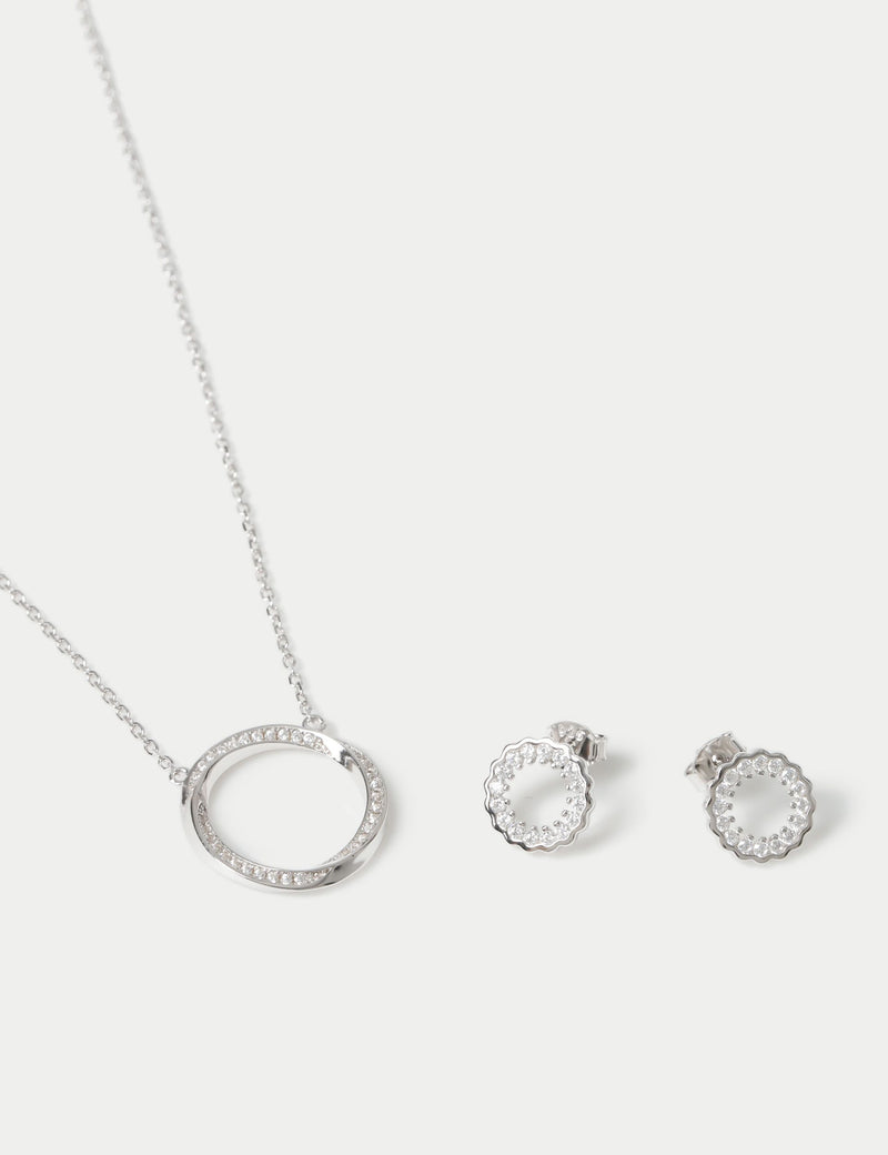 Sterling silver earring necklace set - British product