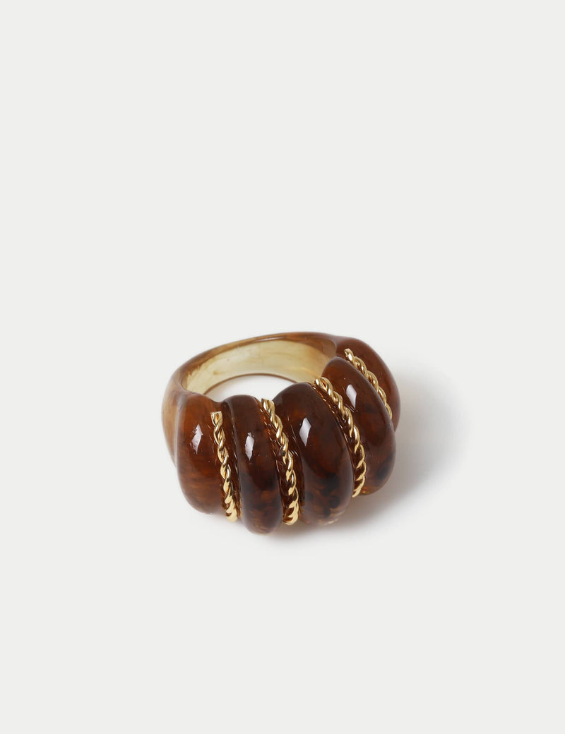 Resin Chain Ridge Ring in resin and brass - British product