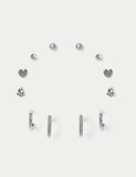 Mixed material stud and hoop earring set 6 pack - (British brand)