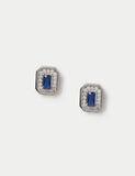 Platinum plated rectangle stud earrings with cubic zirconia, UK version
