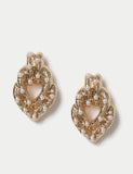 Earrings Double Pearl Heart Layered Drop (British brand)