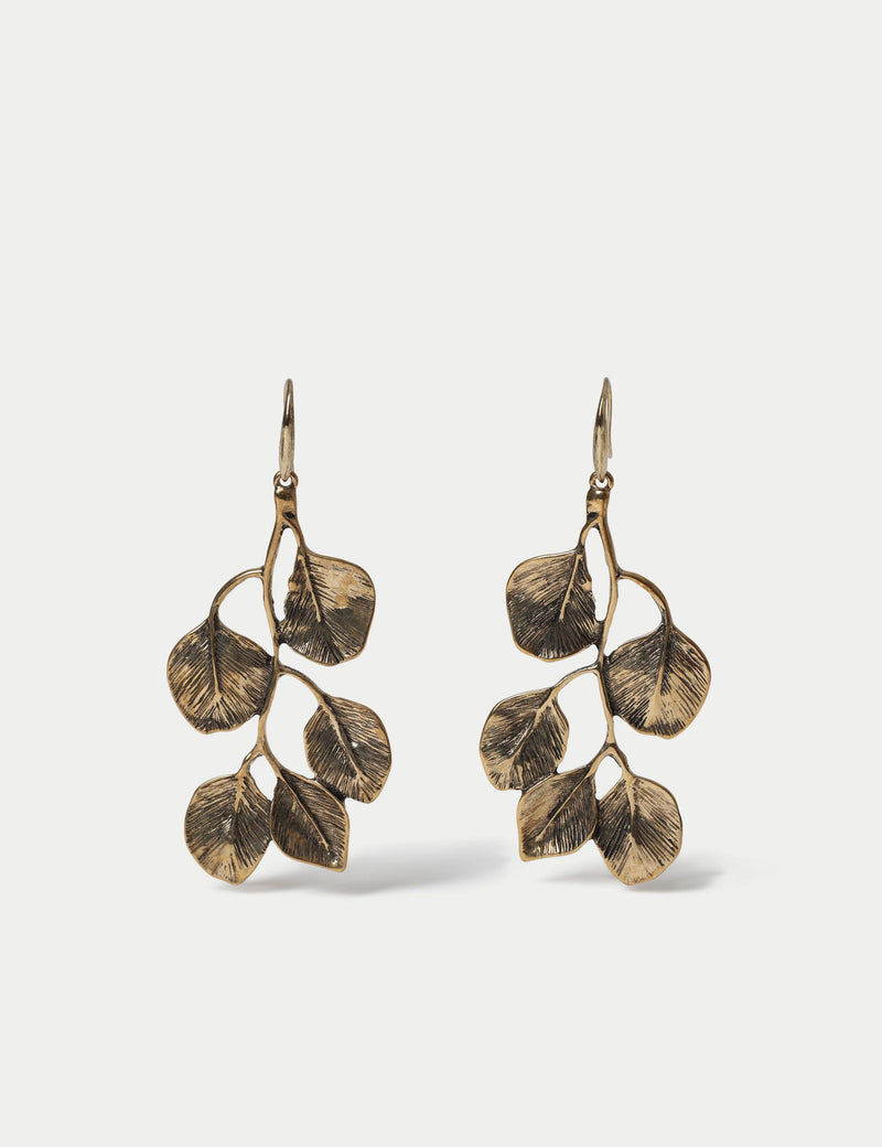 Leaf Drop Earrings, drop earrings in zinc alloy and brass (British brand)