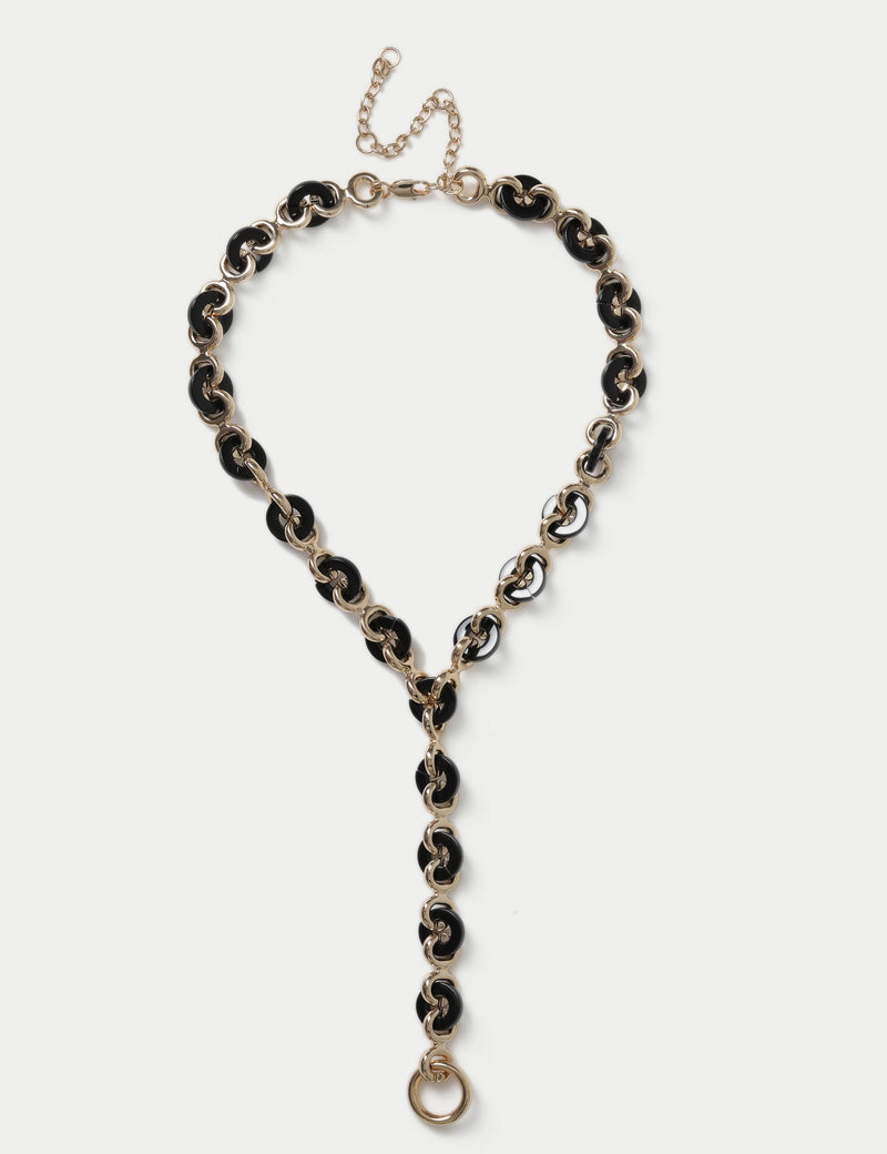 Multi-Link Y-Necklace fashion jewelry in zinc and acrylic, UK version