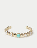 Natural stone and glass pearl cuff bracelet - British product