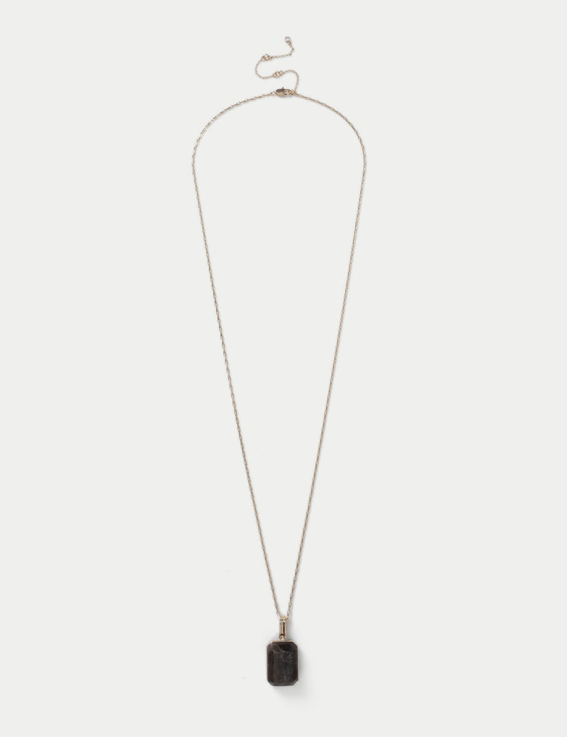 Grey natural stone pendant necklace, UK version