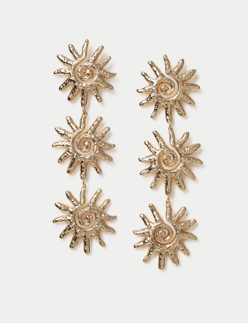 Triple Sun Drop Earrings 100% zinc alloy drop design - British product